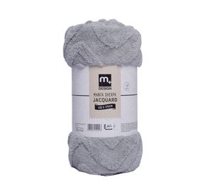 Manta sherpa jacquard gris 130 x 170 cm