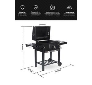Parrilla a Carbón 108x137x57 cm Premium Bandeja Lateral