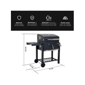 Parrilla a Carbón 108x115x57 cm Pro Bandeja Lateral