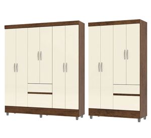 Combo clóset 6 puertas + clóset 4 puertas beige/café