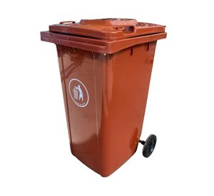 Contenedor basura con ruedas café 240 lt