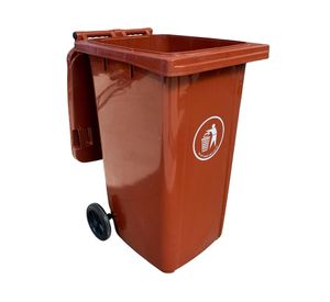Contenedor basura con ruedas café 240 lt