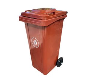 Contenedor basura con ruedas café 120 lt