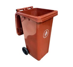 Contenedor basura con ruedas café 120 lt