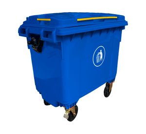 Contenedor basura con ruedas azul 660 lt