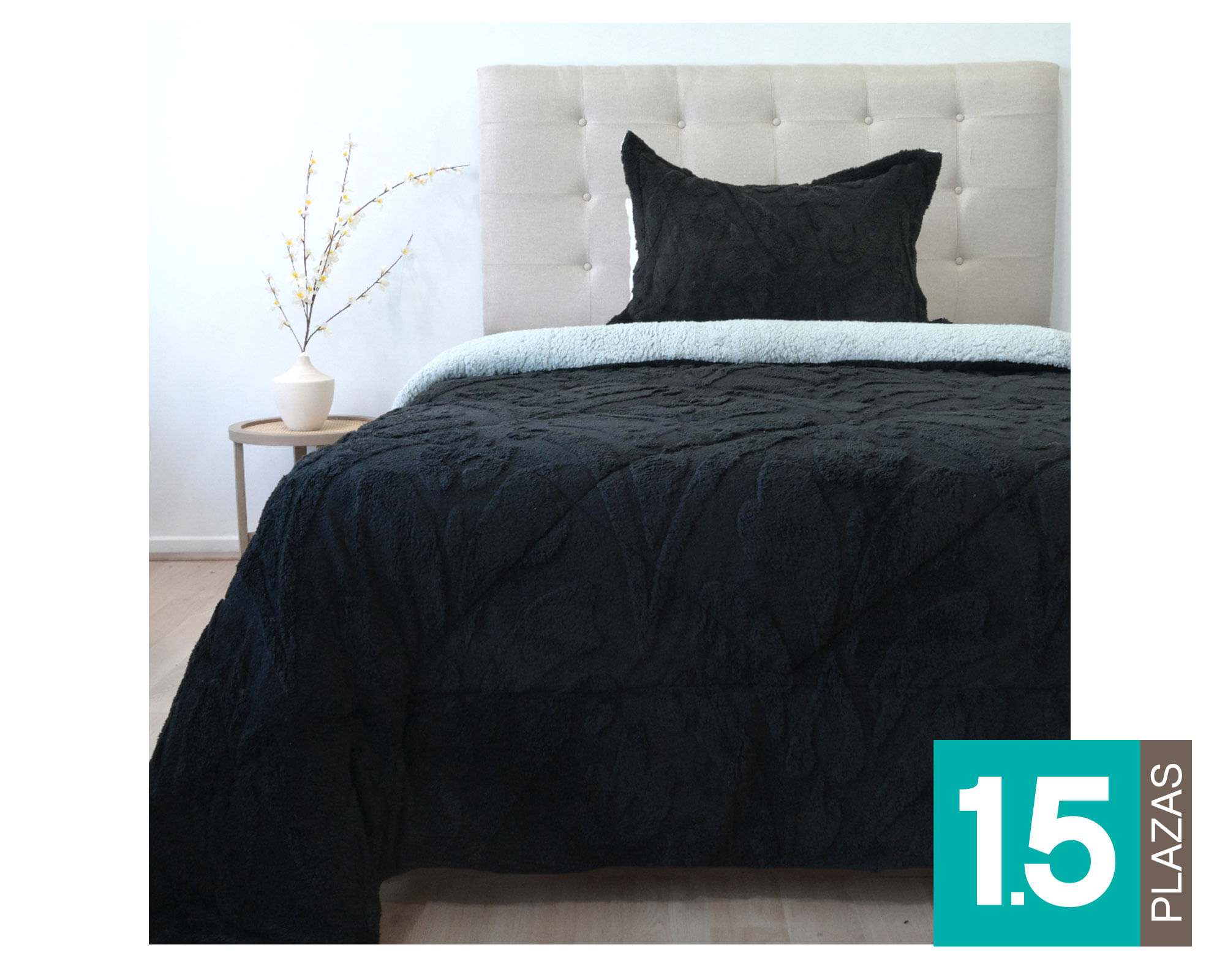 Doral Cubrecama Jacquard negro 1.5 plazas