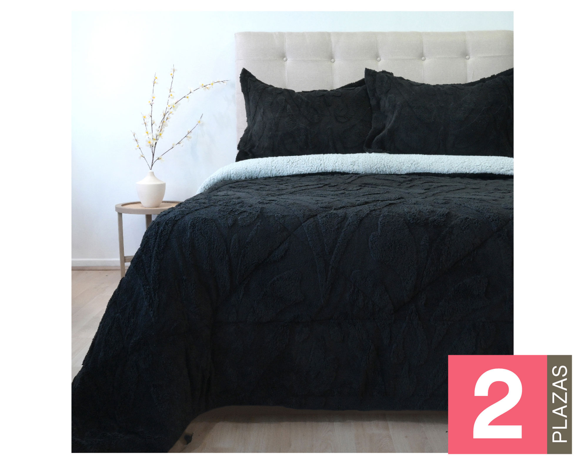 Doral Cubrecama Jacquard negro 2 plazas