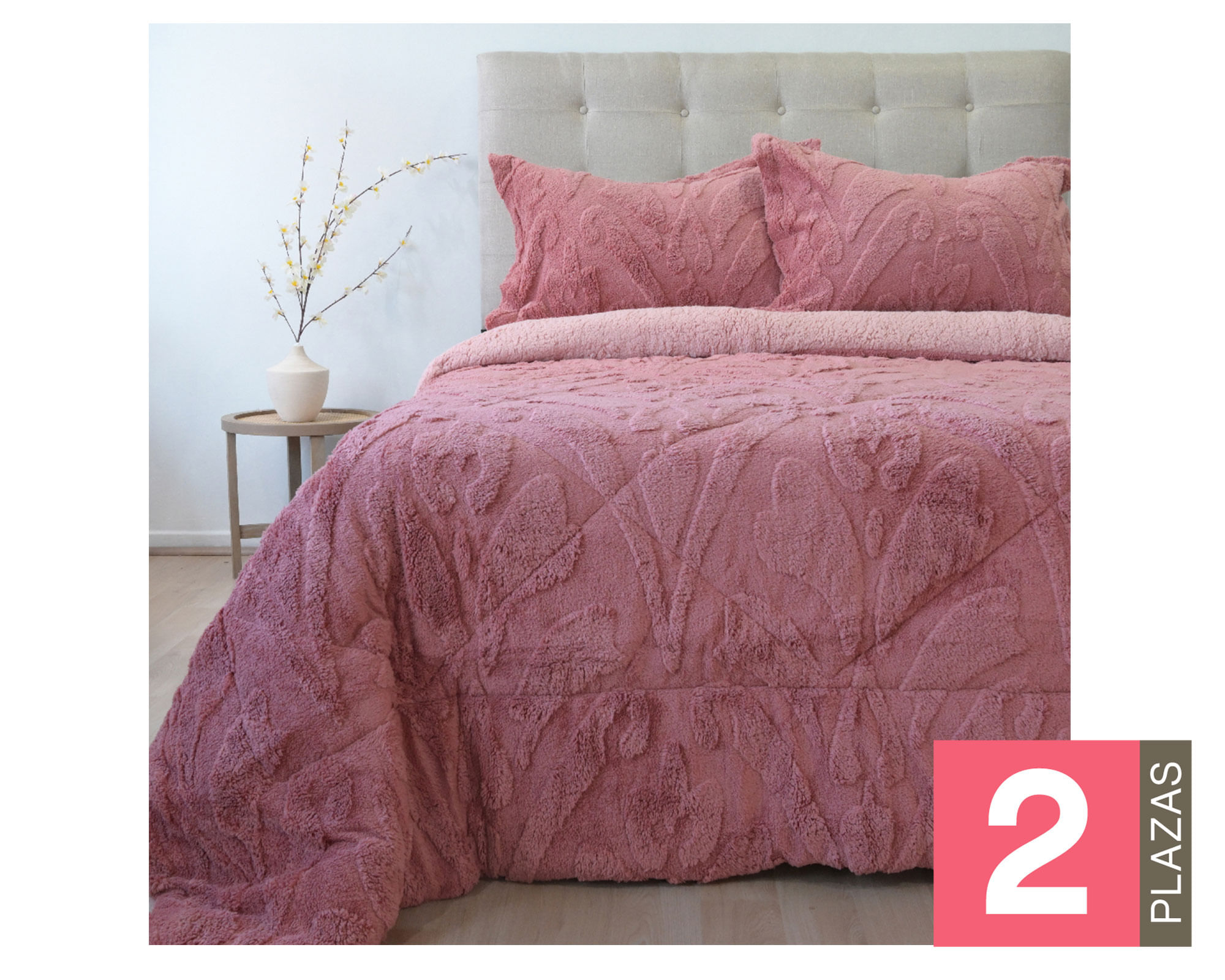 Doral Cubrecama Jacquard rosa 2 plazas