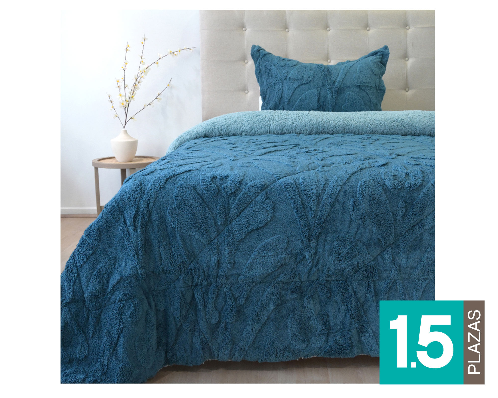 Doral Cubrecama Jacquard azul 1.5 plazas