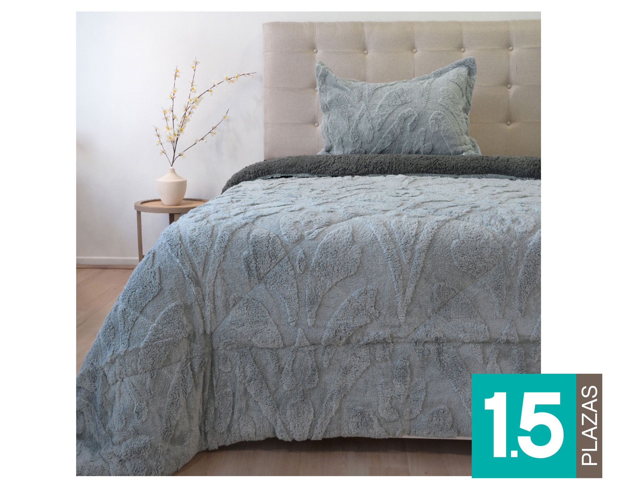 Doral Cubrecama Jacquard gris 1.5 plazas