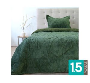 Cubrecama Jacquard verde 1.5 plazas