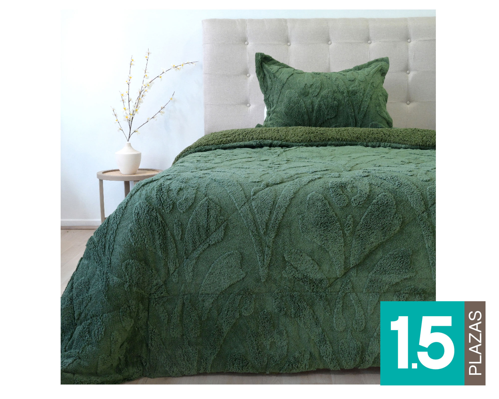 Doral Cubrecama Jacquard verde 1.5 plazas