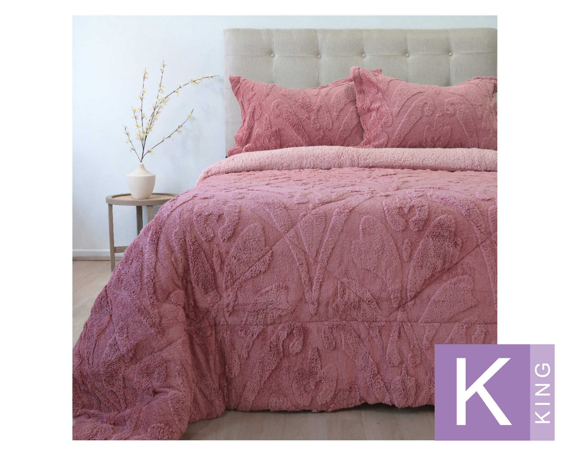 Doral Cubrecama Jacquard rosa King