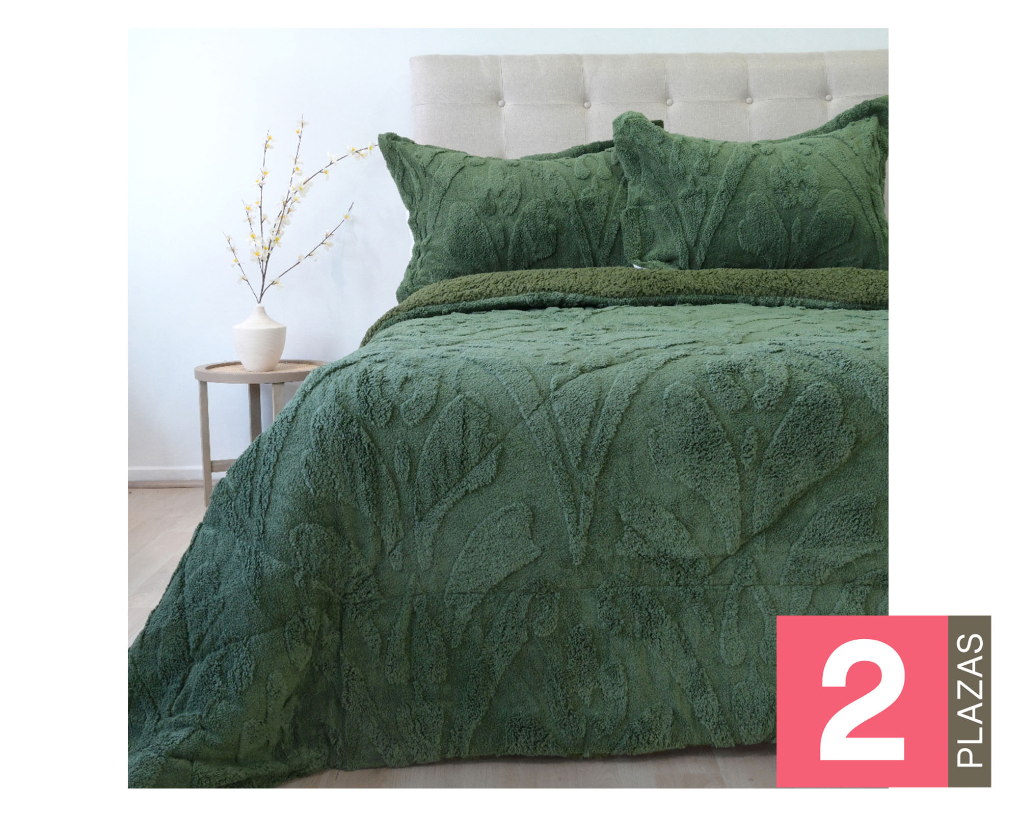 Doral Cubrecama Jacquard verde 2 plazas