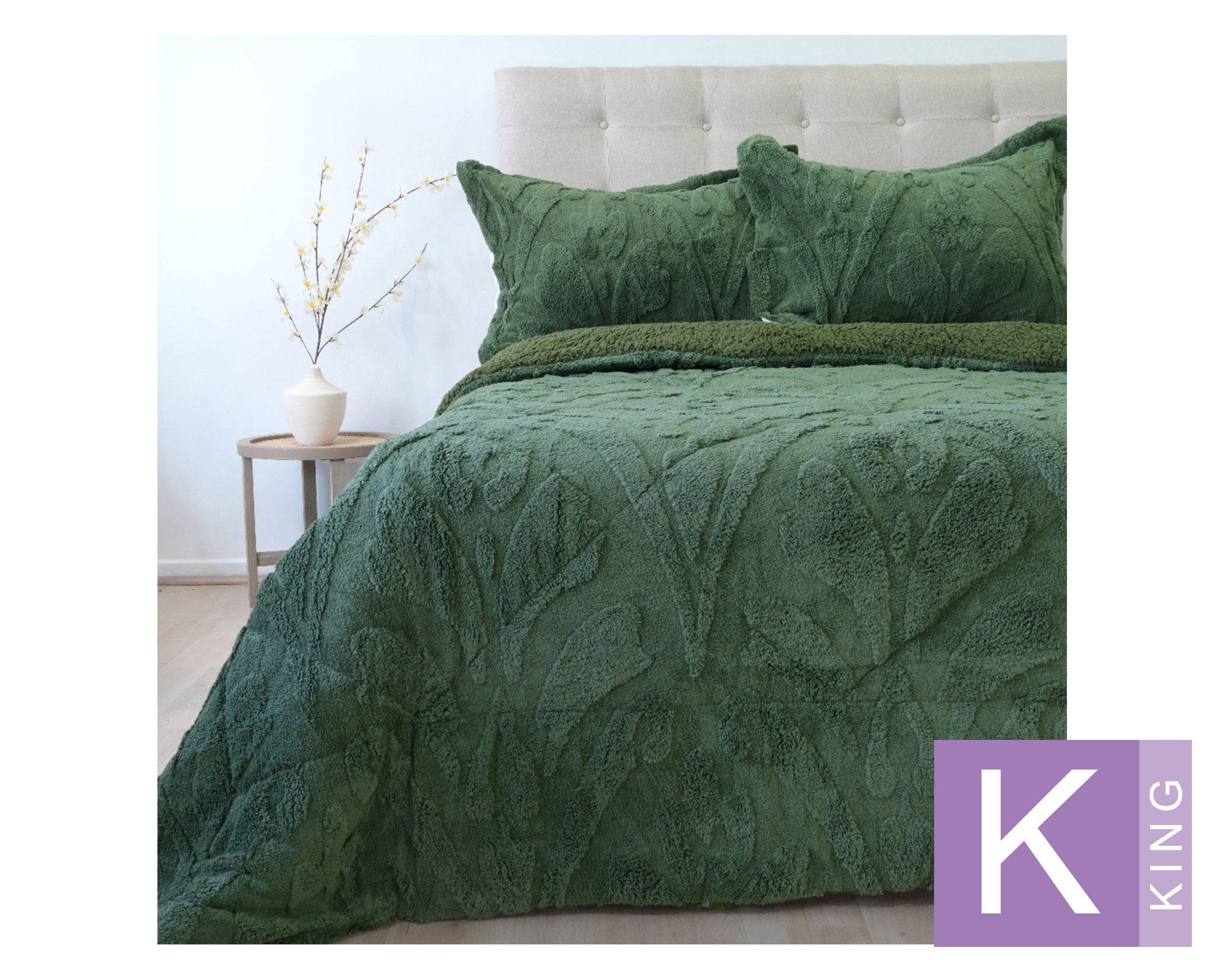 Doral Cubrecama Jacquard verde King