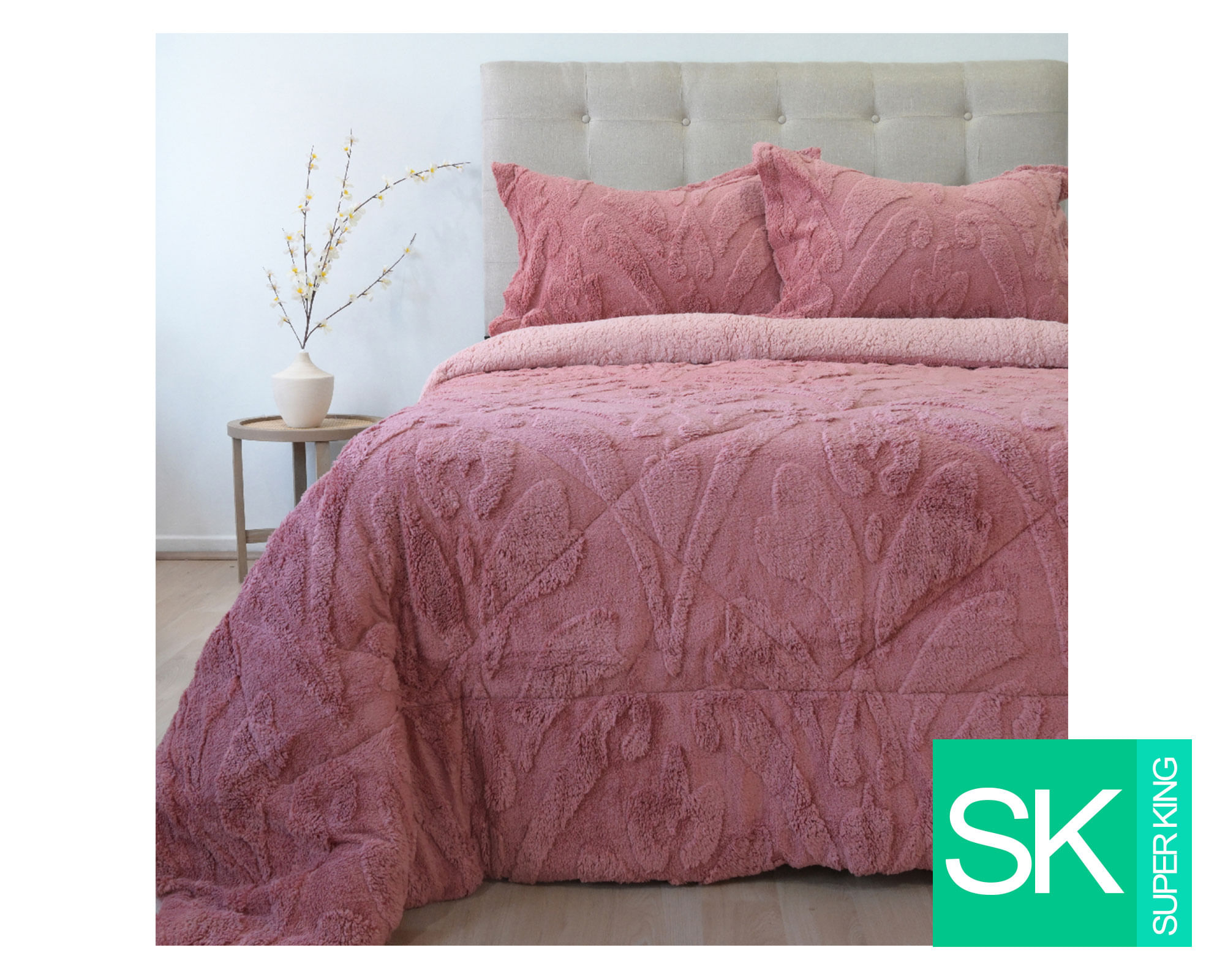 Doral Cubrecama Jacquard rosa Súper King