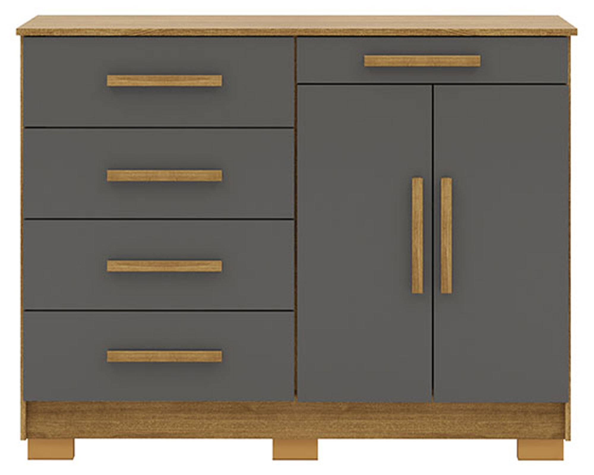 VekkaHome Cómoda 5 cajones 2 puertas Americana gris
