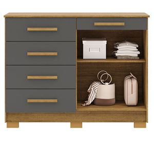 Cómoda 5 cajones 2 puertas Americana gris