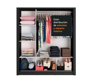 Clósets 3 puertas Monaco negro 205x170x51 cm