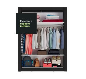 Clósets 2 puertas Denver negro 205x117x51 cm