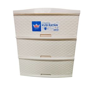 Cajonera Kusi 3 cajones ratán crudo