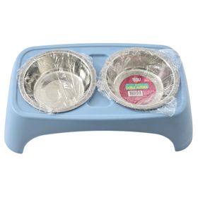 Plato para mascotas doble alto acero inoxidable 500 ml