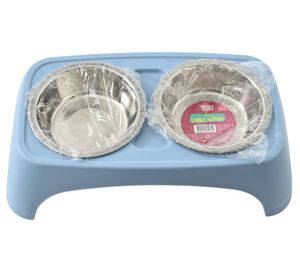 Plato para mascotas doble alto acero inoxidable 500 ml