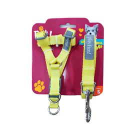 Arnés para perro S + correa 120 cm amarillo