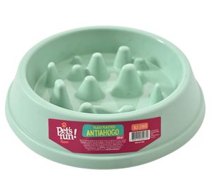 Plato para mascotas plástico antiahogo verde 500 ml