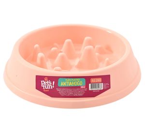 Plato para mascotas plástico antiahogo rosado 500 ml