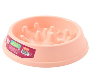 Plato para mascotas plástico antiahogo rosado 500 ml