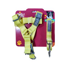Arnés para perro L + correa 120 cm amarillo