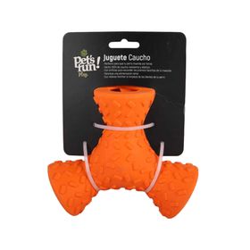 Juguete mascota caucho tres puntas naranjo