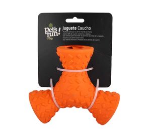 Juguete mascota caucho tres puntas naranjo