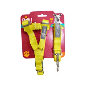 Arnes para perro M + correa 120 cm amarillo