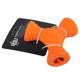 Juguete mascota caucho tres puntas naranjo