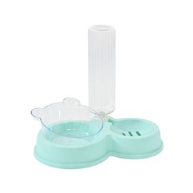 Dispensador doble agua y comida celeste