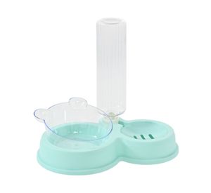 Dispensador doble agua y comida celeste