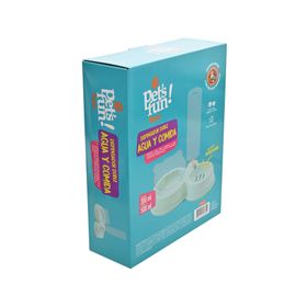 Dispensador doble agua y comida celeste