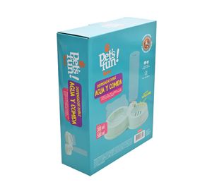 Dispensador doble agua y comida celeste