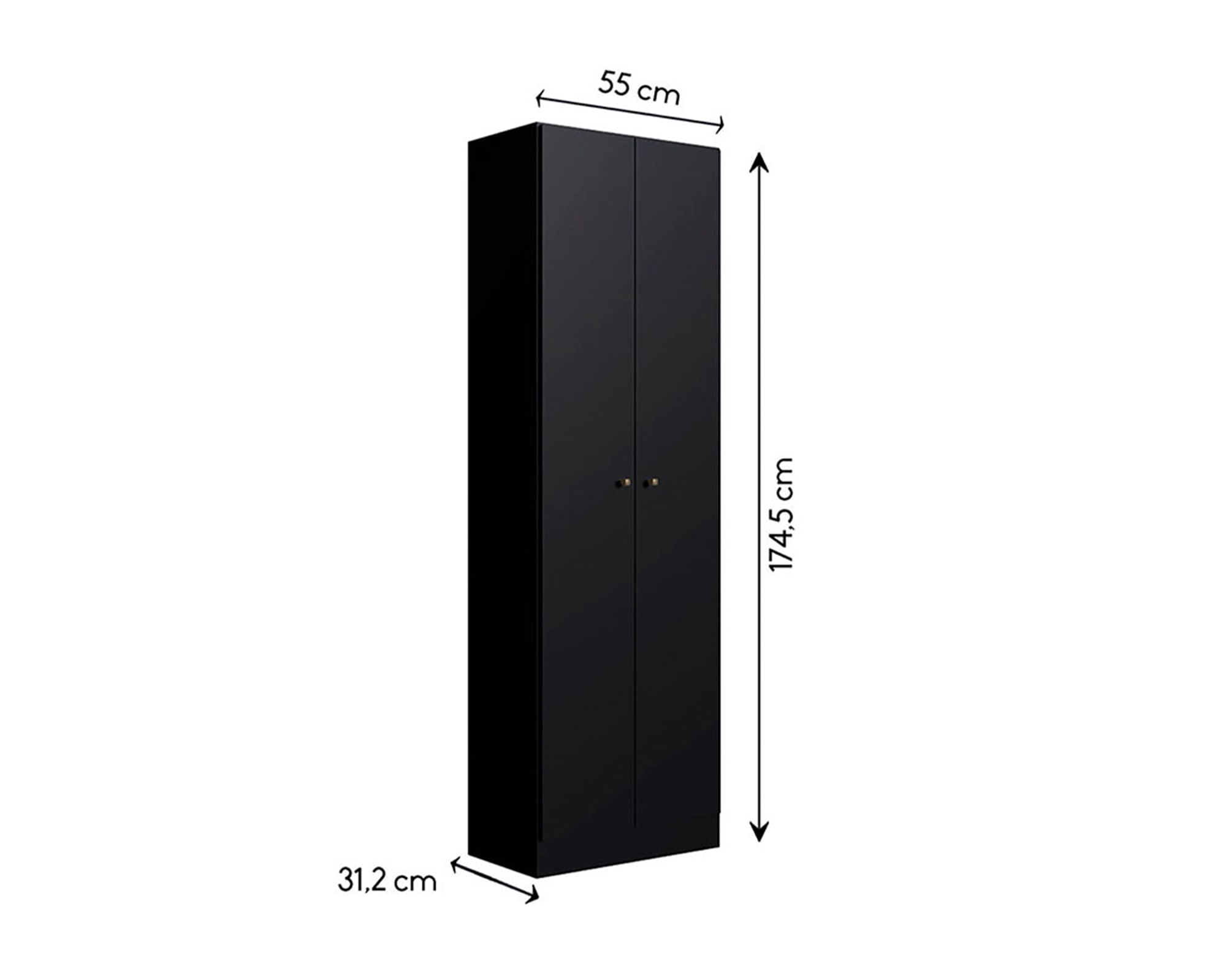 Clóset 2 puertas Xangai negro 174.5x55x31.2 cm | Easy.cl