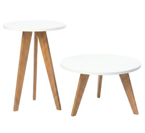 Set mesa centro Manchester 7x68x64 cm blanco/roble miel