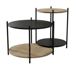 Set mesa centro Wood 8.6x62x61 cm negro/roble