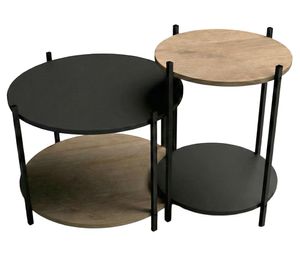 Set mesa centro Wood 8.6x62x61 cm negro/roble