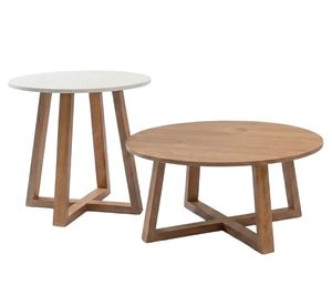 Set mesa centro Nieve 8x78x76 cm roble miel/blanco