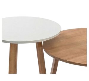 Set mesa centro Nieve 8x78x76 cm roble miel/blanco