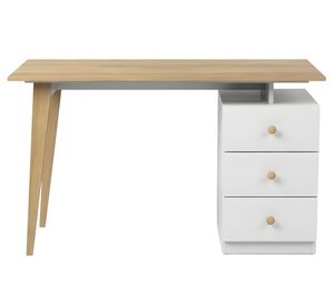 Escritorio 3 cajones Everest blanco y roble miel 120x77x58 cm