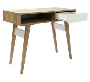 Escritorio 1 cajón Fuji blanco/roble/miel 100x78x45 cm