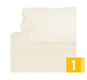 Juego de sábanas 1 plaza 180 hilos Broderie marfil