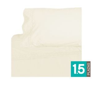 Juego de sábanas 1.5 plazas 180 hilos Broderie marfil